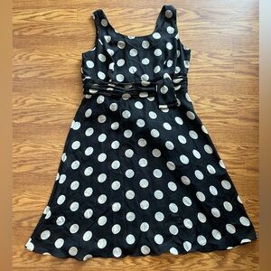 dressbarn Black and White Polka Dot sleeveless A line dress size 14